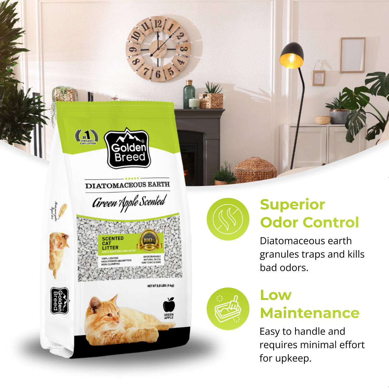 Golden Breed - Green Apple Scented Cat Litter (8.8 lbs)