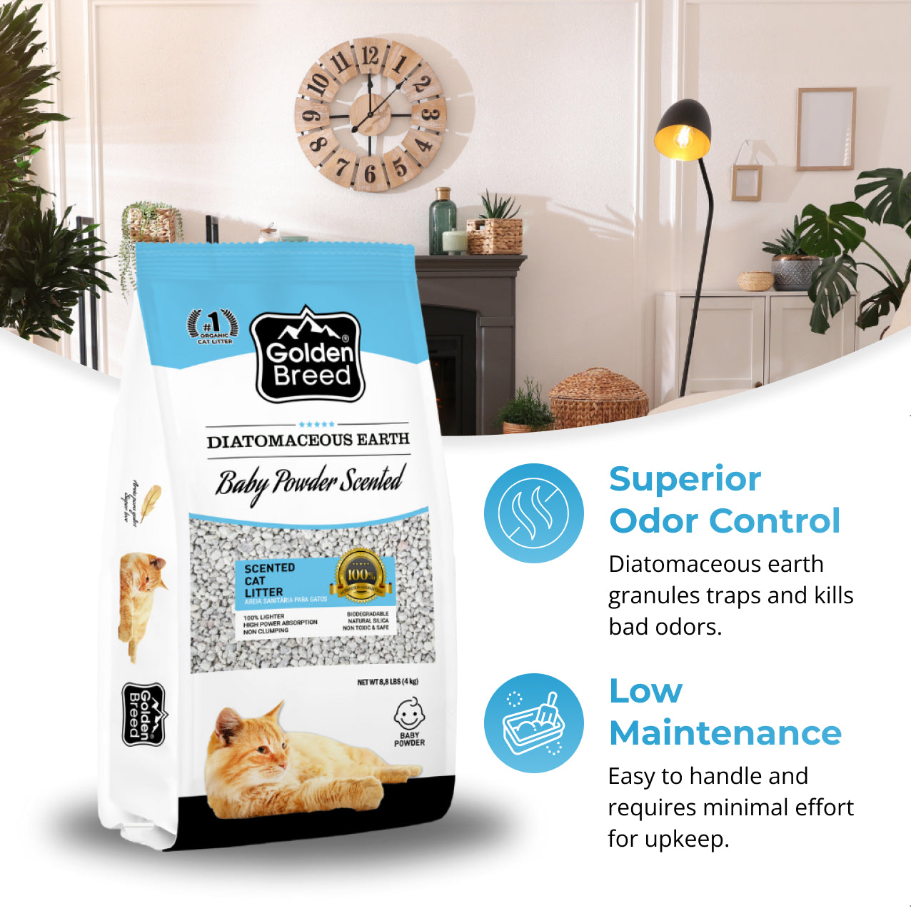 Golden Breed - Baby Powder Scented Cat Litter (8.8 lbs)